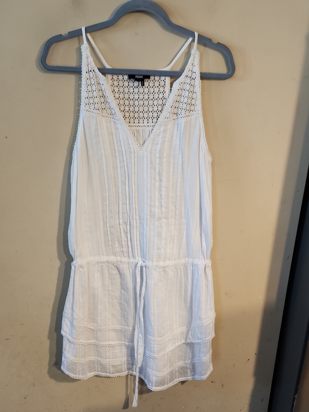 PAIGE White Crochet Mesh Top with Circular Motif